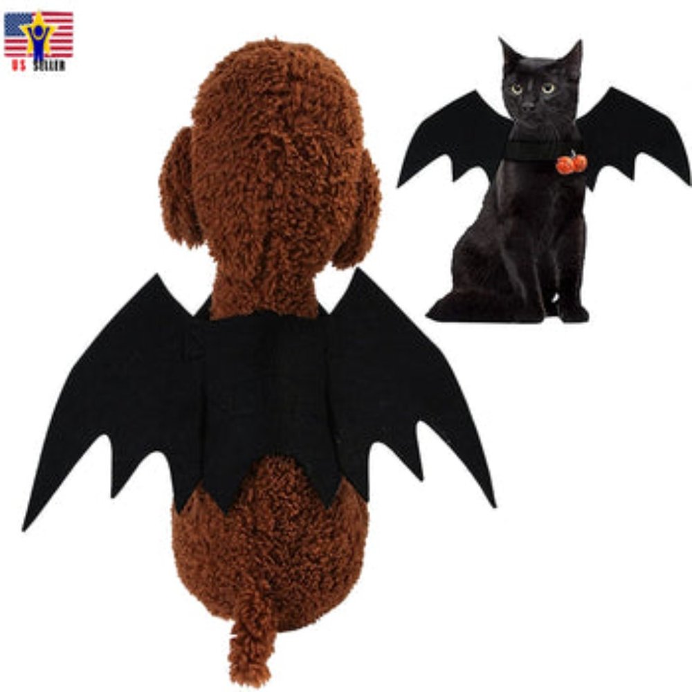 Black Bat Wing Cat Kitten Costume Puppy Cute Funny Pet Costume Cosplay Halloween
